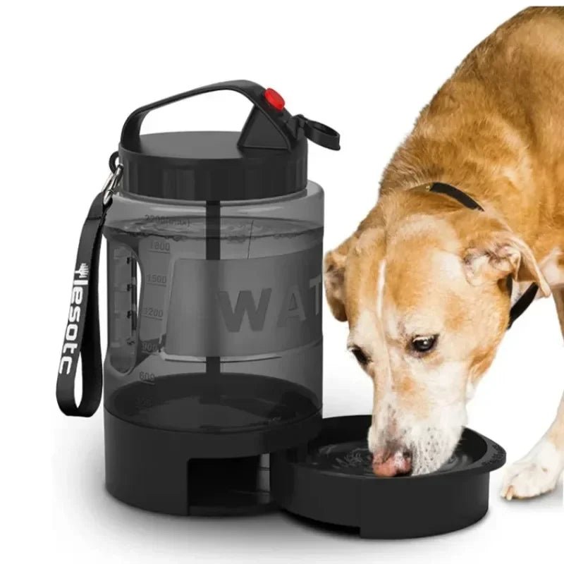 2.2L Portable Dog Water Bottle with Integrated Bowl – Ideal for Outdoor Adventures 0