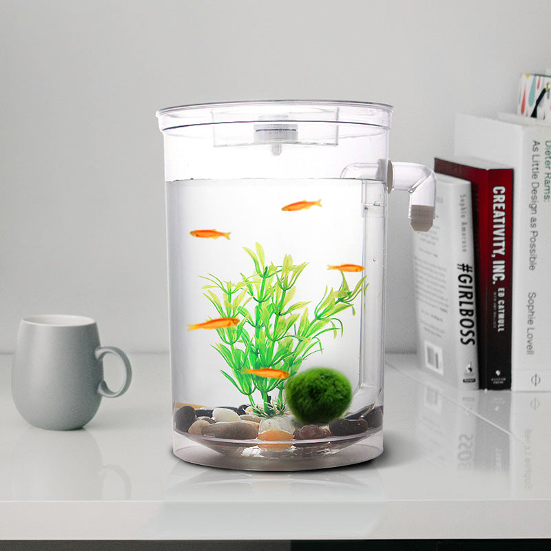 AquaCharm Mini Goldfish Tank – Creative Plastic Aquarium for Small Spaces