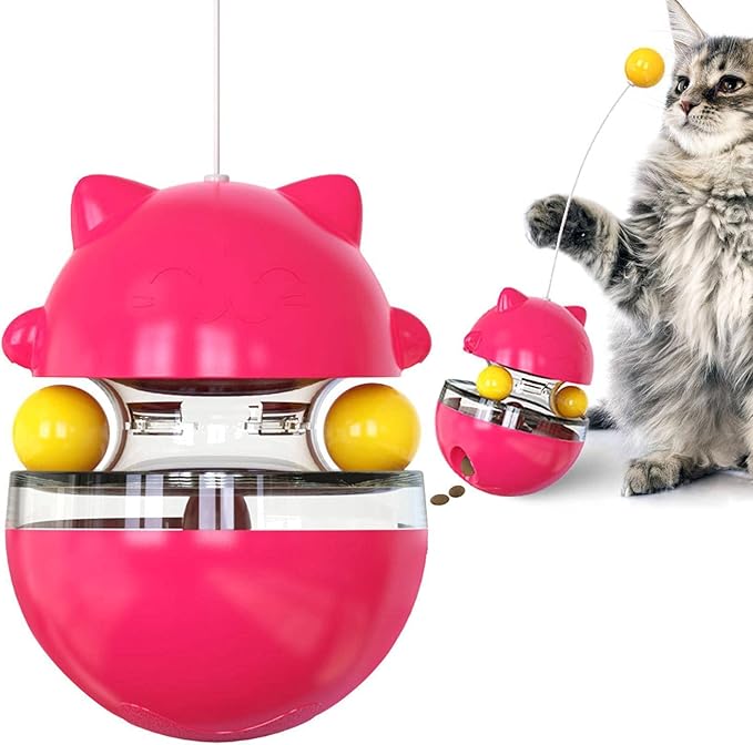3-in-1 Cat Wobble Toy with Treat Dispenser and Spring Ball for Active Play 6