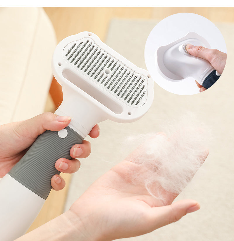 3-in-1 dog grooming tool featuring a hair dryer and brush, designed with pet-safe durable materials, suitable for all dog breeds. 2