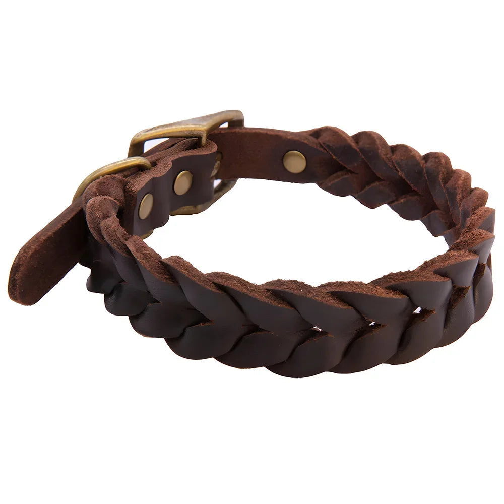 Adjustable Braided Leather Dog Collar for Small and Large Breeds – Comfortable, Stylish Design with Durable Metal Buckle 9