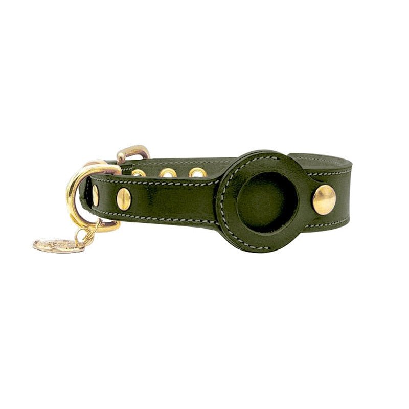 Adjustable Leather Dog Collar with AirTag Pocket – Waterproof and Durable 6