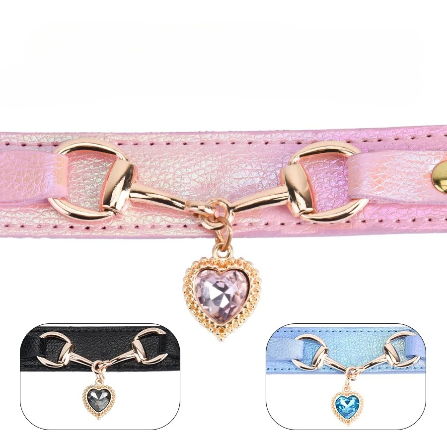 Adjustable Rhinestone Dog Collar with Heart Detail for Small to Medium Breeds – Stylish and Comfortable 5