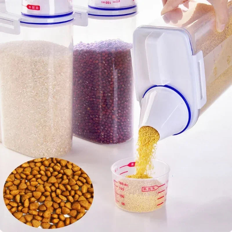 Airtight Dog Food Storage Container with Measuring Cup - 1.5kg/2kg Capacity, Moisture-Resistant Pet Food Container 2