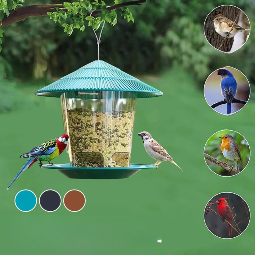 Automatic Bird Feeder with Hexagonal Design – Weatherproof Hanging Seed Distributor for Garden, Holds 1.2kg 2