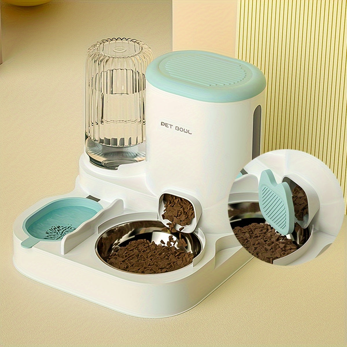 Automatic Cat Water Fountain and Food Dispenser Set – Stainless Steel 2-in-1 Feeding Station for Indoor Cats 9