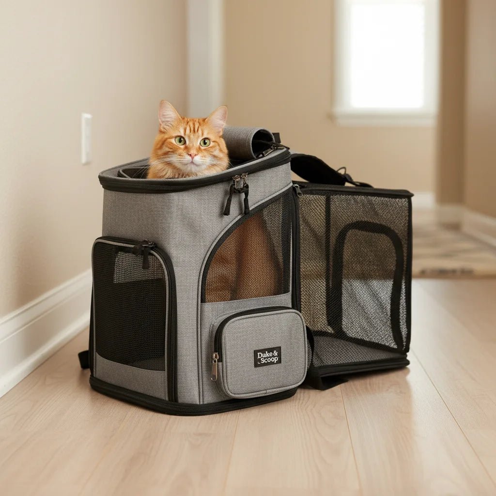 Breathable Foldable Cat and Dog Carrier Backpack – Gray Travel Bag with Mesh Ventilation and Ergonomic Straps 6
