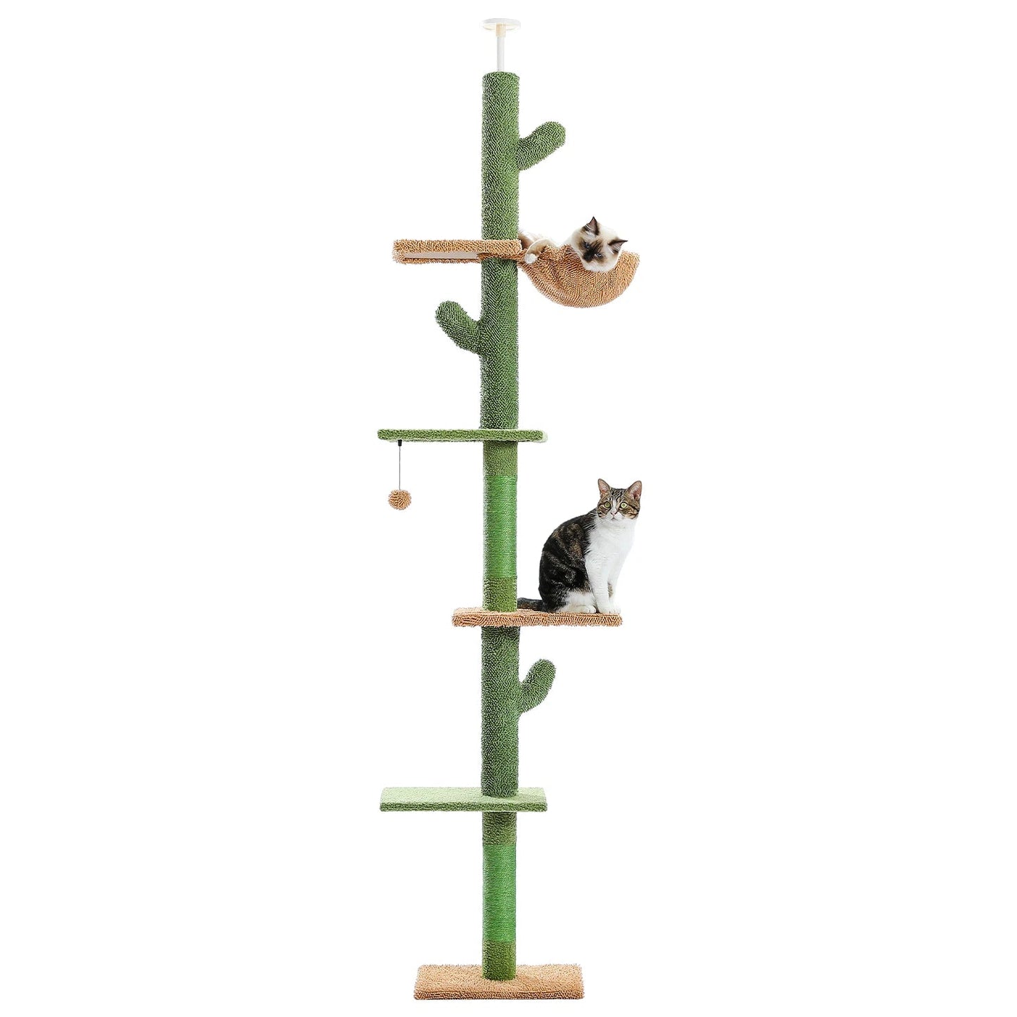 Cactus-Shaped Cat Tower with Hammock and Scratching Posts – 5-Tier Modern Cat Tree for Large Cats, Adjustable Height 239-274 cm 6
