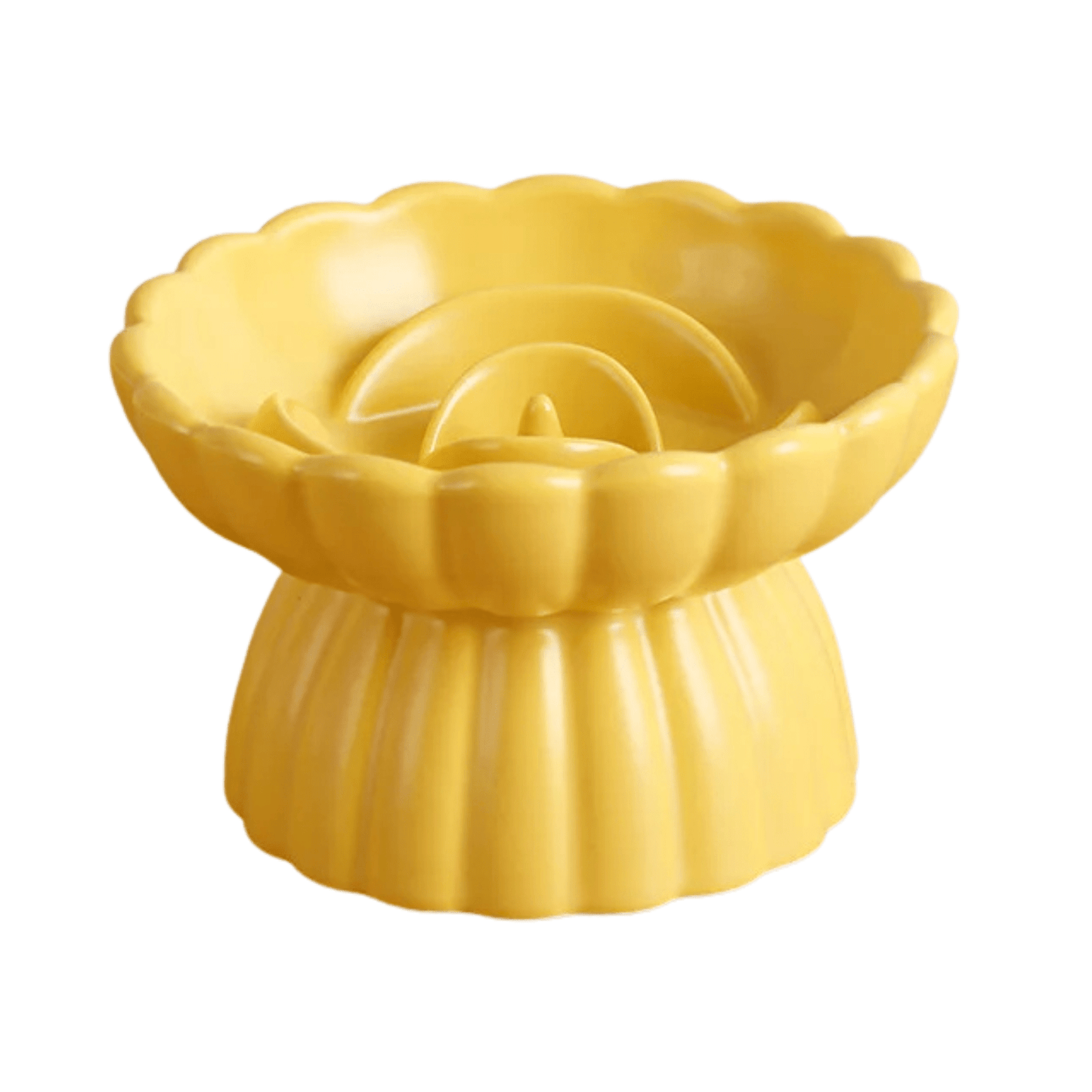 Ceramic Slow Feeder Pet Bowl – Elevated Flower Shaped Design for Cats and Small Dogs 9