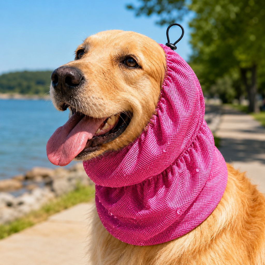 Cooling Bandana for Dogs featuring water-activated technology, designed to keep pets cool during hot weather adventures, lightweight and perfect for neck and ear comfort. 9