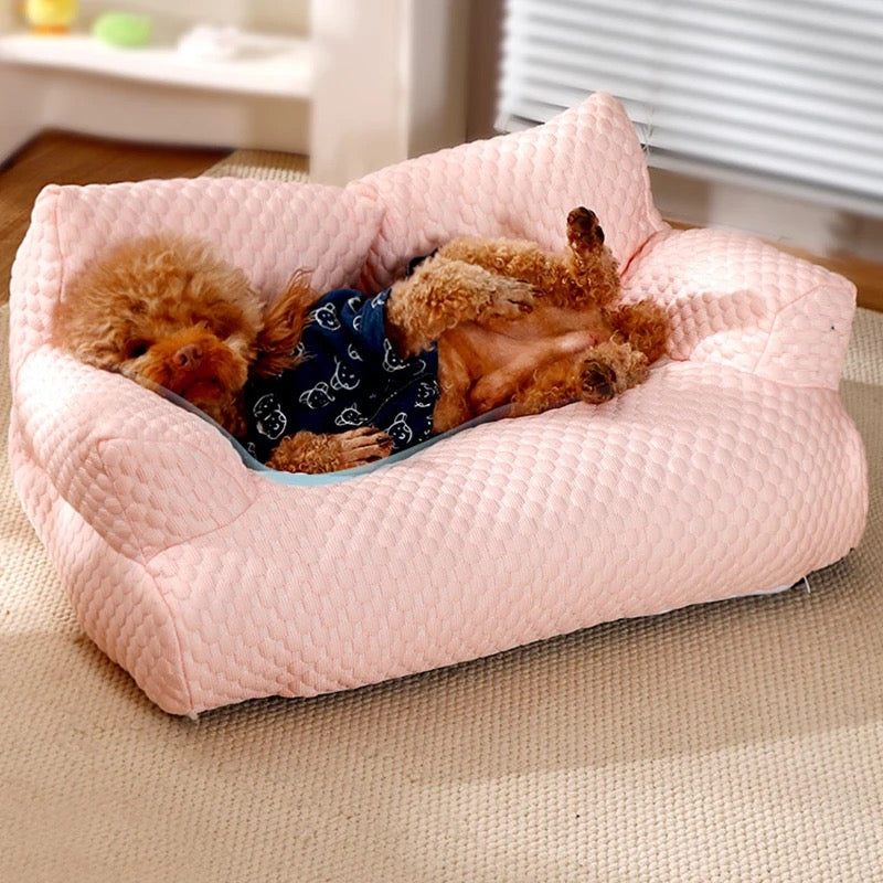 Cooling Dog Couch Bed with Breathable Fabric and Ergonomic Support for All Dog Sizes - Ideal for Summer Comfort 4