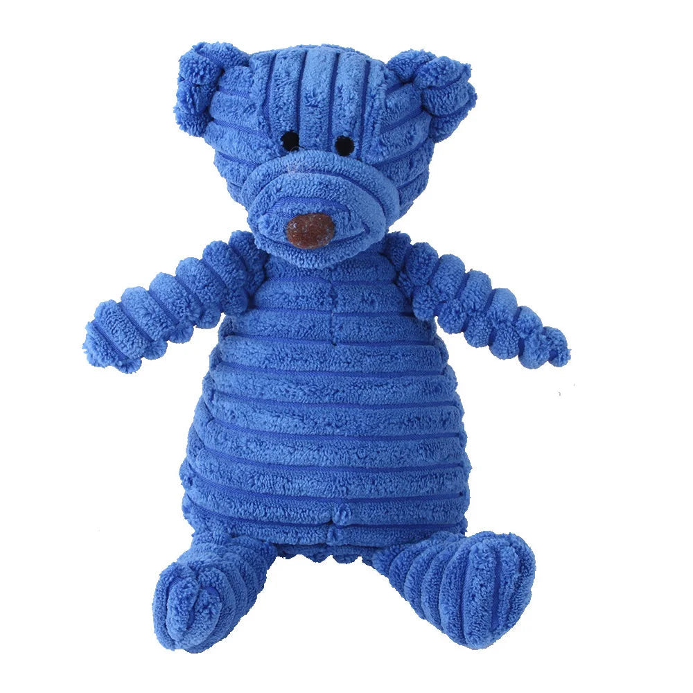Corduroy Animal Dog Toys with Beeper – Durable Plush Squeaky Toys for Biting and Fetching, Tooth-Friendly Play 6