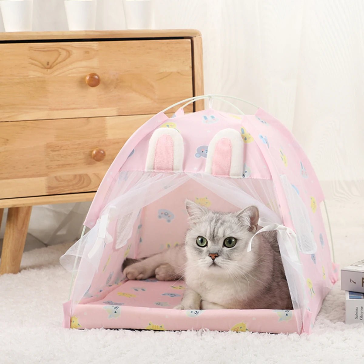Cozy Cat Tent Bed with Clamshell Design – Comfortable Sleeping Space for Cats 14