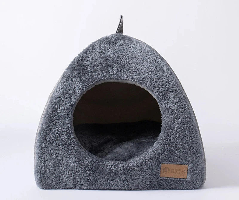 Cozy Enclosed Cat Bed with Velvet Material – Triangle Shape Cat Cave for Warmth and Comfort, Easy to Clean 6