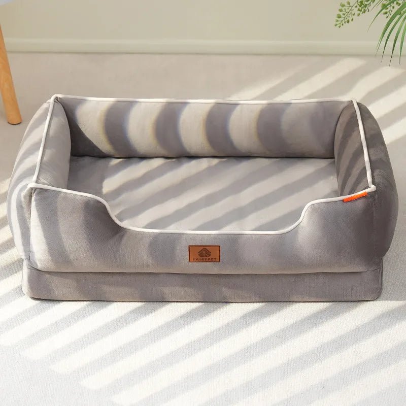 Cozy Orthopedic Dog and Cat Bed in Velvet – Removable Filling for Ultimate Comfort, Available in Gray, Light Khaki, and Light Pink 10