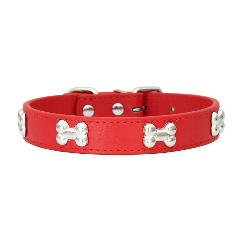 Cute Adjustable Bone-Shaped Leather Dog Collar for Small and Large Breeds – Durable, Comfortable Fit, Stylish Design 22