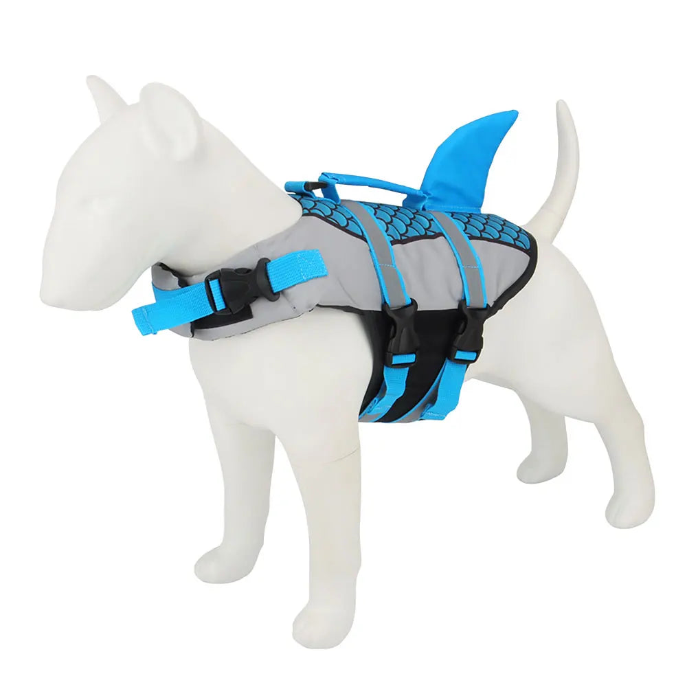 Dog life jacket featuring adjustable straps and a sturdy rescue handle, designed for small dogs, offering high buoyancy for safe swimming and water activities. 7
