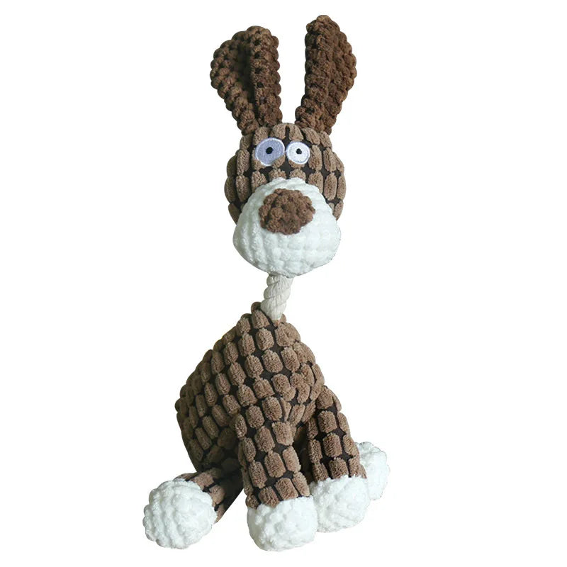 Durable Corduroy Dog Toy with Squeaker for Chewing and Cuddling – Light Pink/Brown, 23cm, Promotes Gum Health and Reduces Anxiety 7