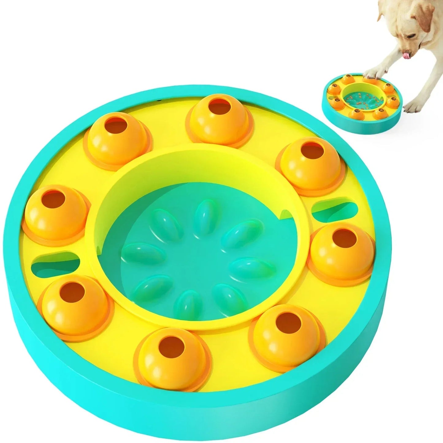 Durable Interactive Dog Puzzle Toy - Snack Dispenser for Mental Stimulation and Slow Feeding, Yellow, 25cm 1