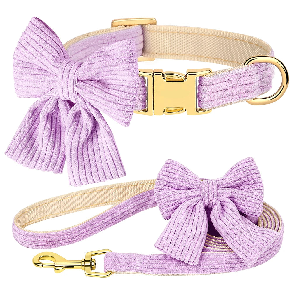 Elegant Bowtie Dog Collar and Leash Set for Small to Medium Dogs 7