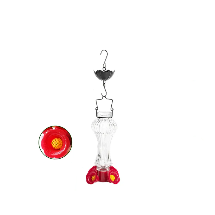 Flowers Glass Hummingbird Feeder with Ant Moat – 25 oz Capacity and Floral Design 4