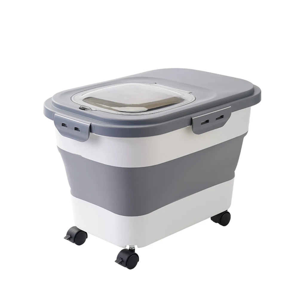 Foldable Pet Food Storage Bin with Airtight Seal and Wheels – 33 lbs Capacity 4