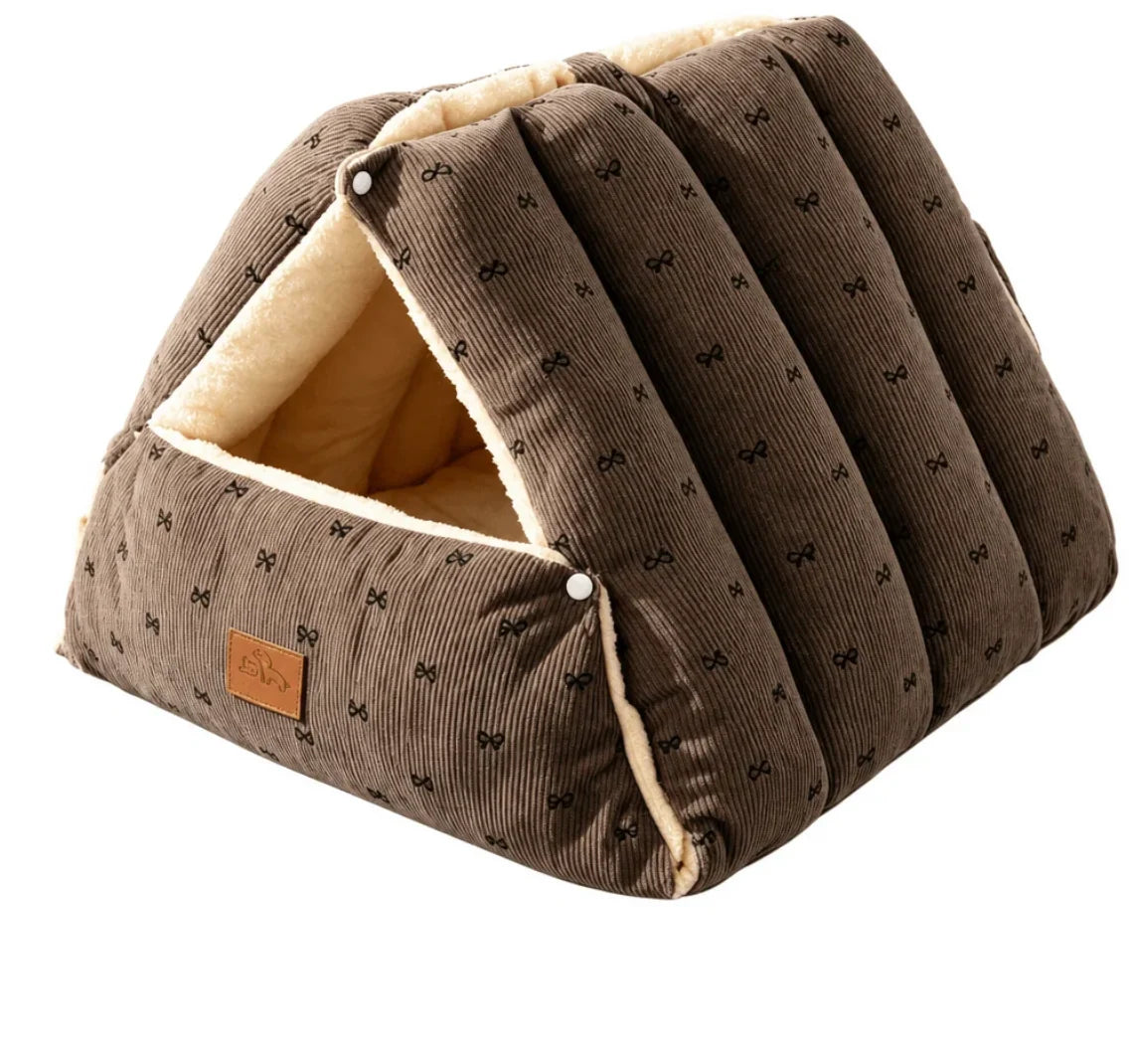 Foldable pet tent house for cats and small dogs featuring a cozy soft padded interior, perfect for indoor relaxation and comfort. 7