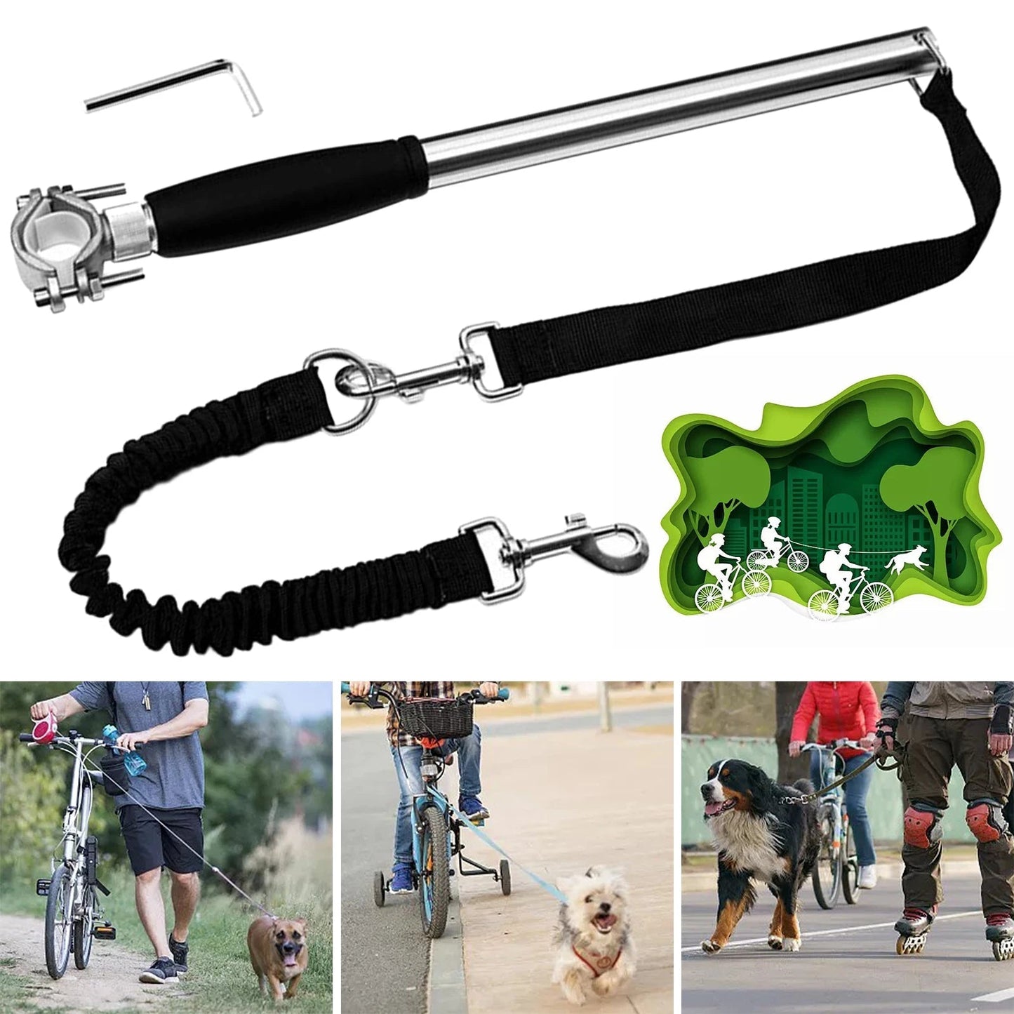Hands-Free Retractable Dog Leash for Cycling – Durable Elastic Cord with Comfortable Grip for Active Dogs and Owners 2