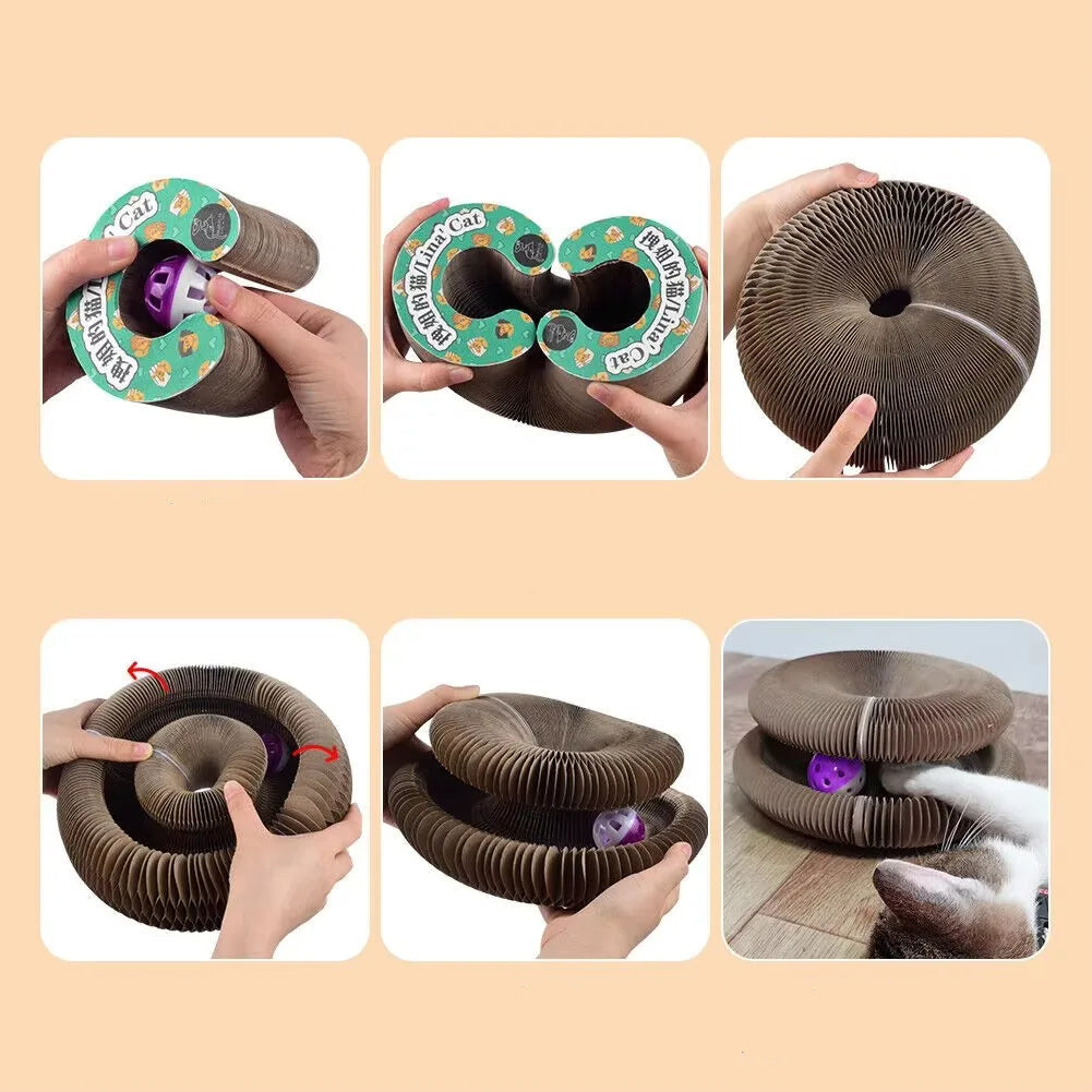 Interactive Cardboard Cat Scratcher with Foldable Magic Organ Design – Durable Scratch Post for Cats 4