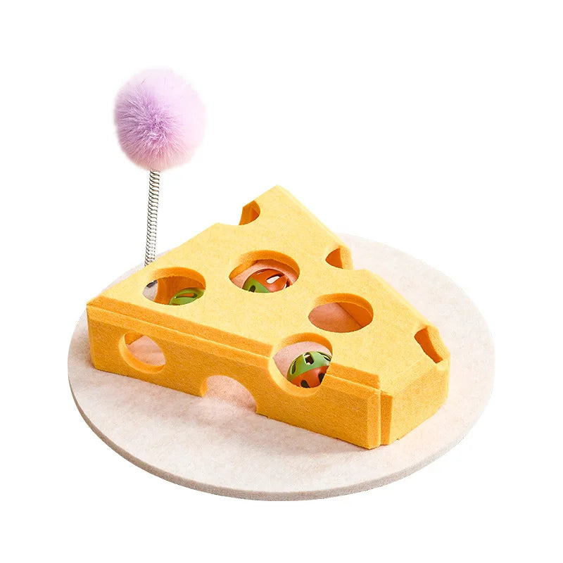 Interactive Cat Puzzle Toy – Cheese Design for Indoor Cats, Mental Stimulation, Durable Felt & PP Cotton, 30x30 cm Base 1