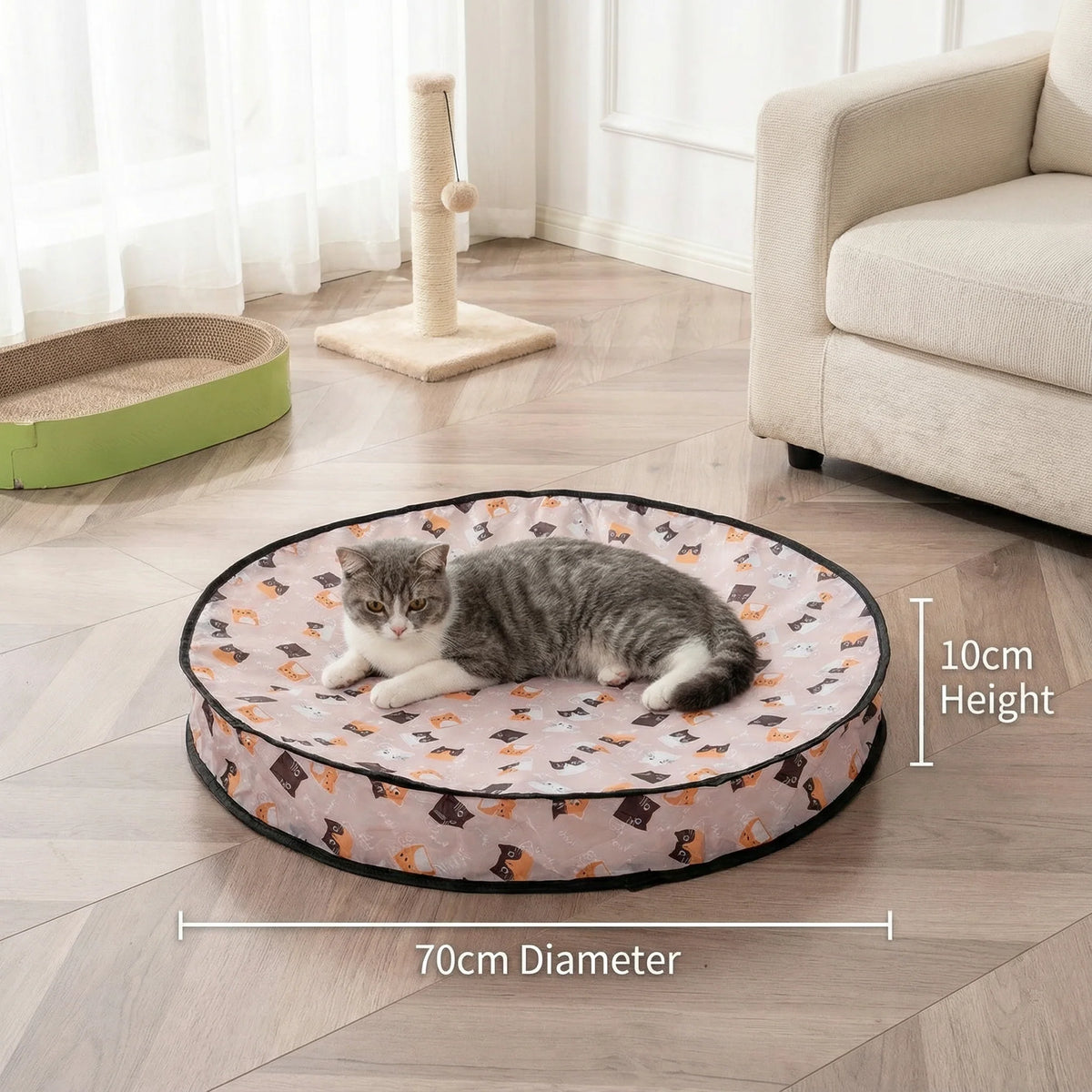 Interactive cat toy designed for mental stimulation and exercise, featuring a hide and seek function, made from durable plastic, suitable for indoor use, available in assorted 4
