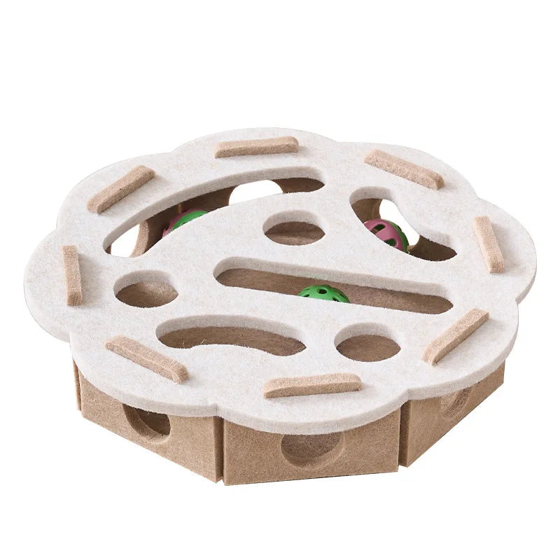 Interactive Cat Toy with Maze Tunnel and Bell Ball - Soft Felt Puzzle for Indoor Fun and Stimulation 12