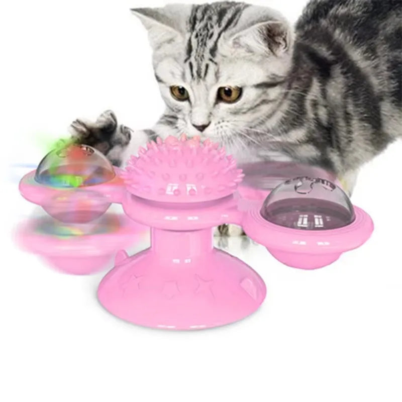 Interactive Cat Windmill Toy with 360° Spin and Grooming Brush – Engaging Play for All Cats 6