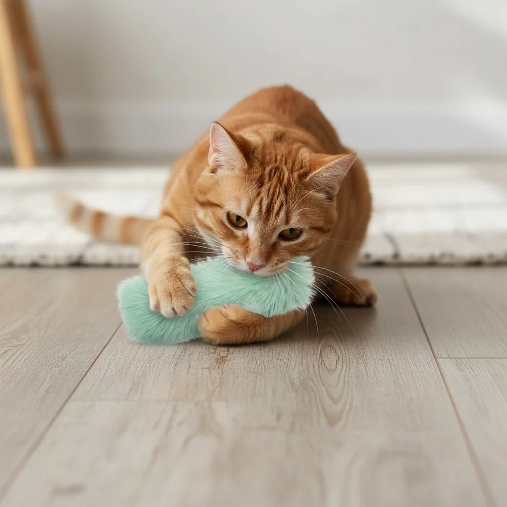Interactive Catnip Toy Set – 4 Soft Plush Cuddly Cats in Assorted Colors 5