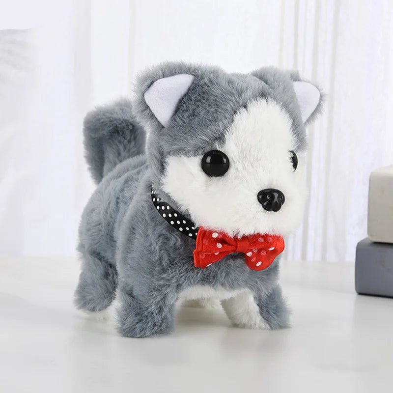 Interactive robot dog toy with lifelike AI features, designed as a plush pet companion for kids, available in various vibrant colors. 3