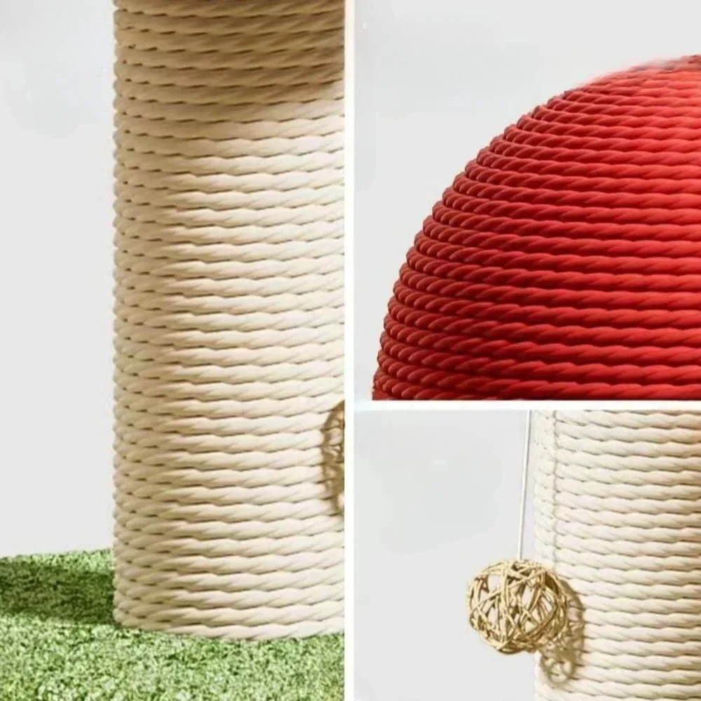 Mushroom Cat Tree with Sisal Scratching Post and Interactive Toy Ball – Durable Cat Furniture for Indoor Play and Claw Care 4