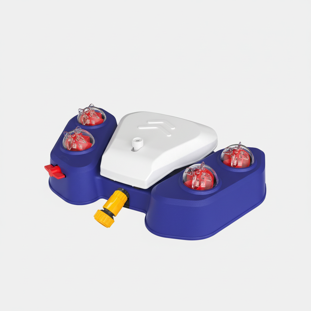 Outdoor dog water play station featuring a pedal-activated flow system and 360° spray, made from durable ABS plastic for endless summer fun. 9