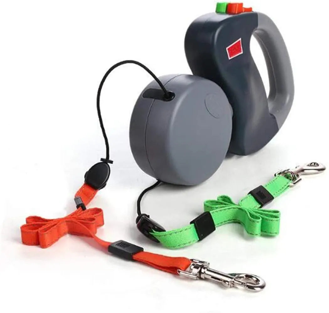 Retractable Double Dog Leash with Reflective Lines – 3m Nylon Leash for Two Dogs with Ergonomic Handle 8