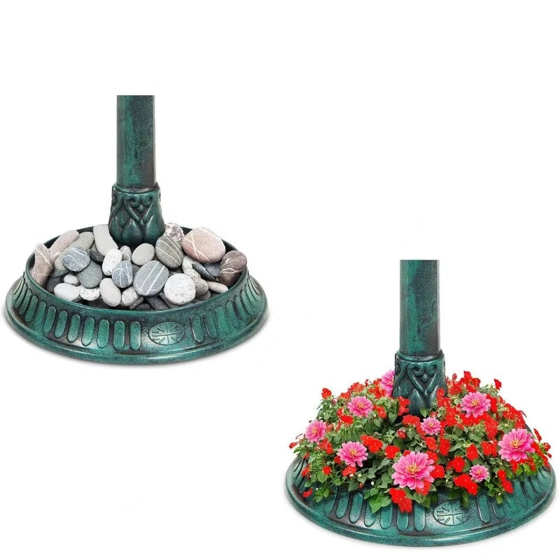 Solar Bird Bath Fountain with Planter and LED Light – Durable Resin Outdoor Decor for Garden 5