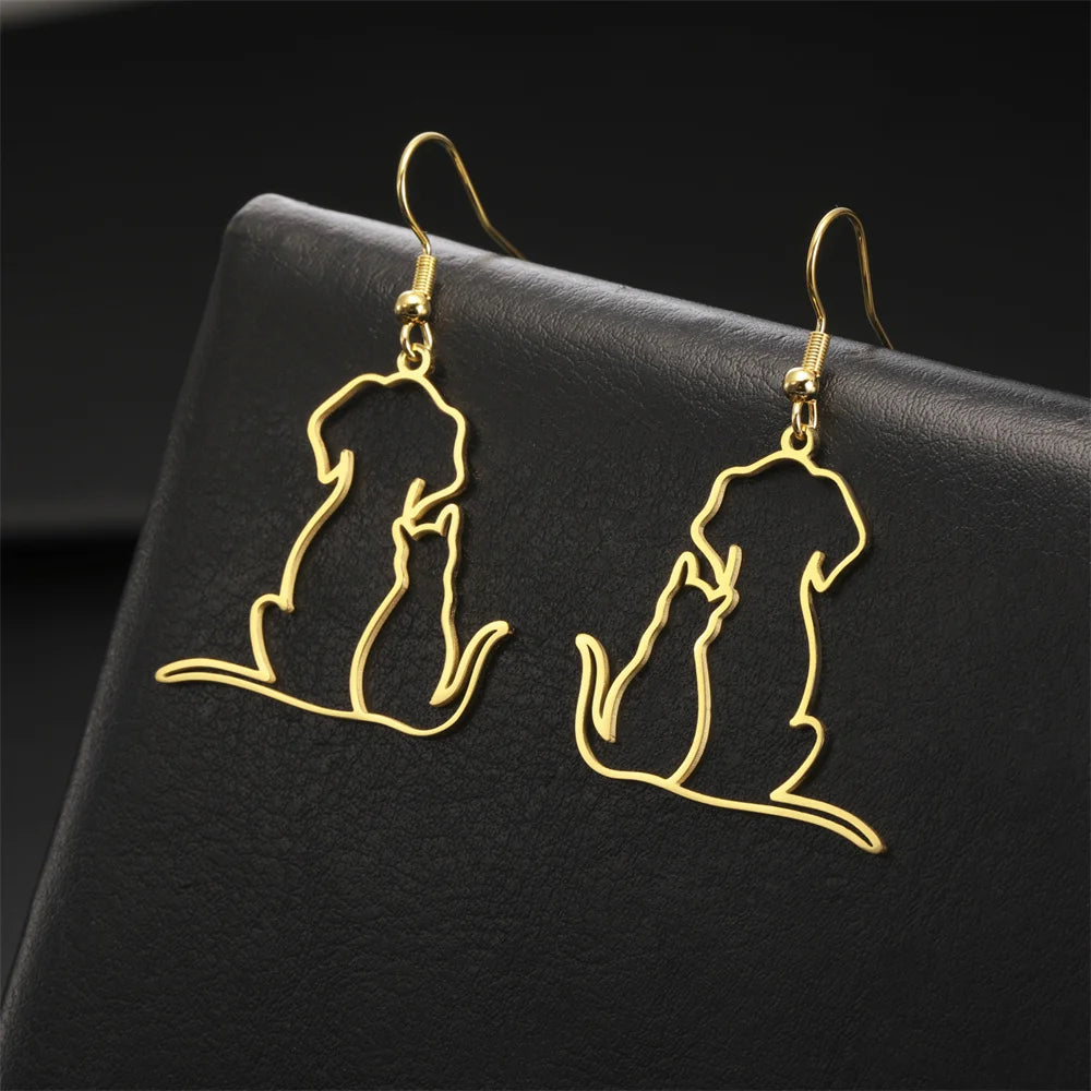 Stainless Steel Dog and Cat Pendant Necklace for Women – Hypoallergenic Animal Jewelry in Gold and Silver 2