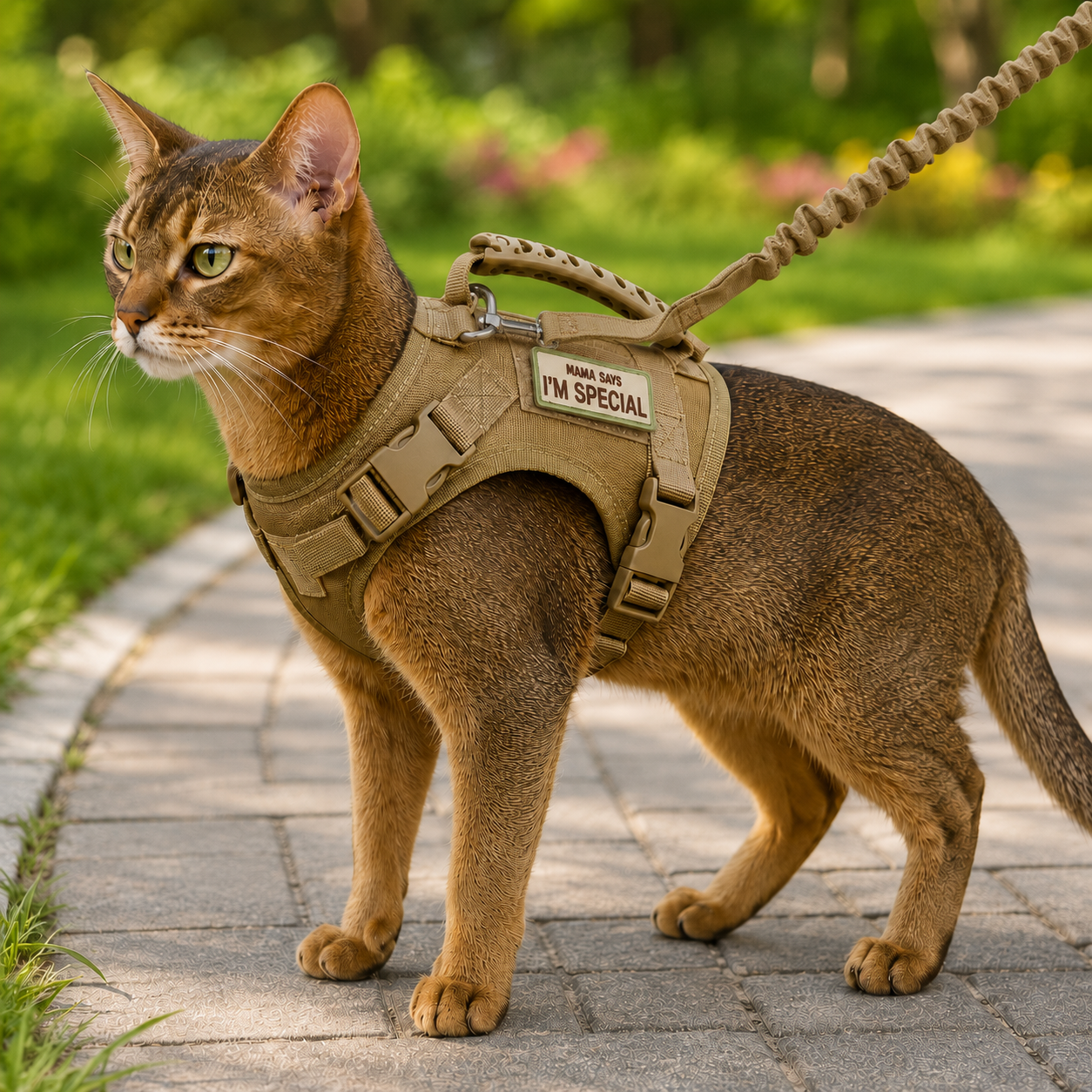 Tactical Cat Harness with Leash featuring an adjustable, escape-proof vest design, perfect for outdoor adventures, made with breathable mesh for comfort and safety. 10