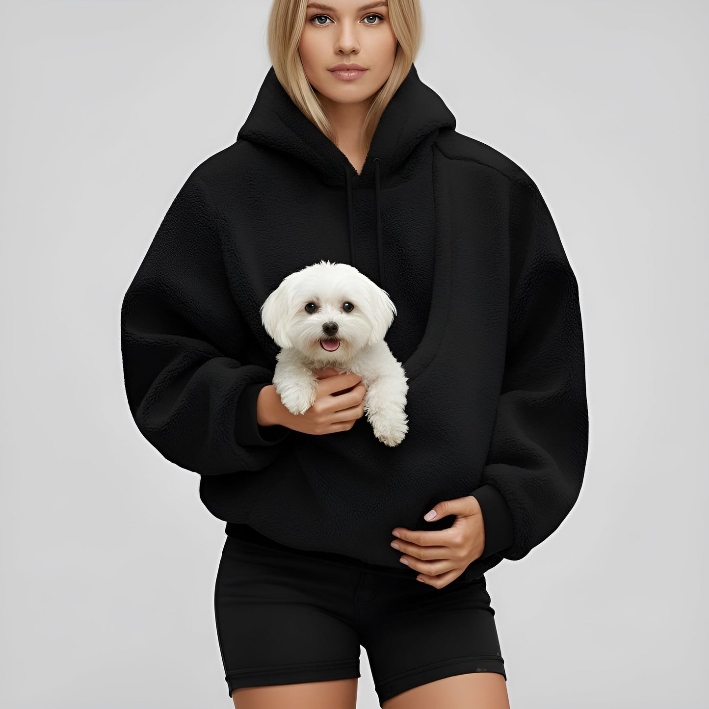 Unisex Hooded Sweatshirt with Pet Pocket – Cozy Pullover for Cats and Dogs in Soft Polyester Fleece 4