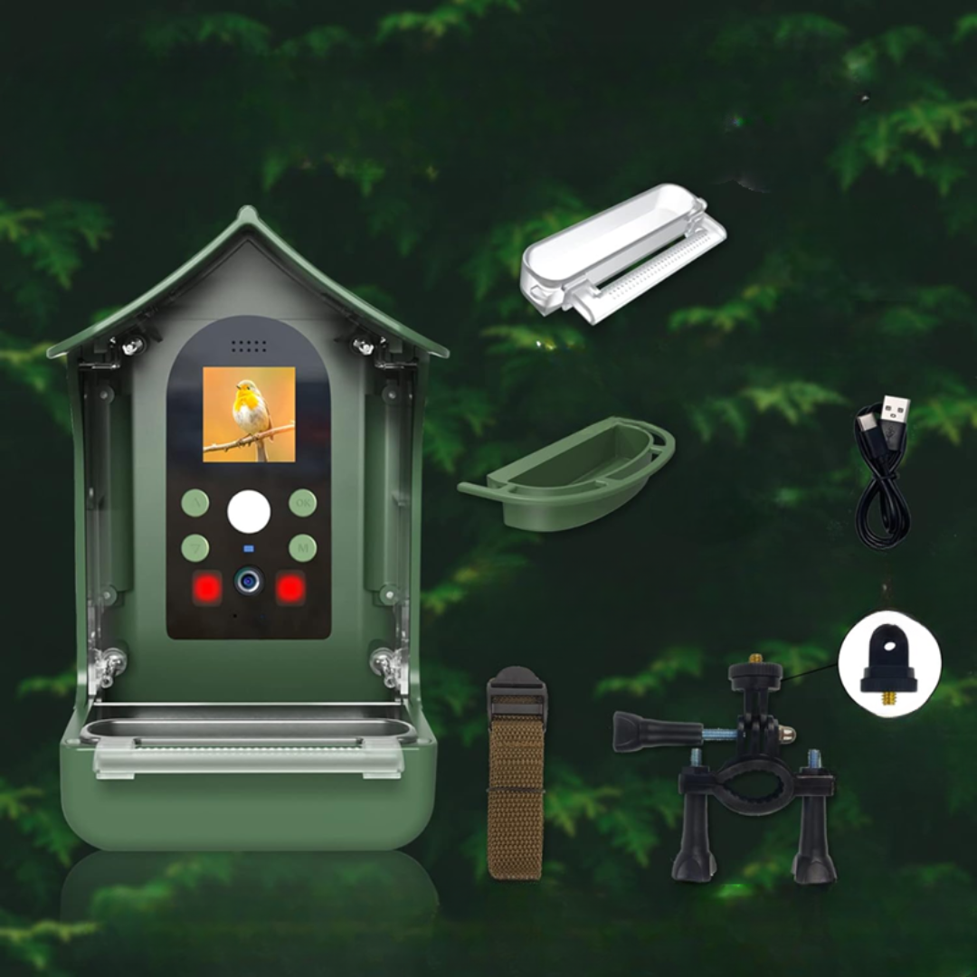 Smart Bird Feeder with 1080P HD Camera and PIR Motion Detection – Dual Troughs for Hummingbirds and Wild Birds