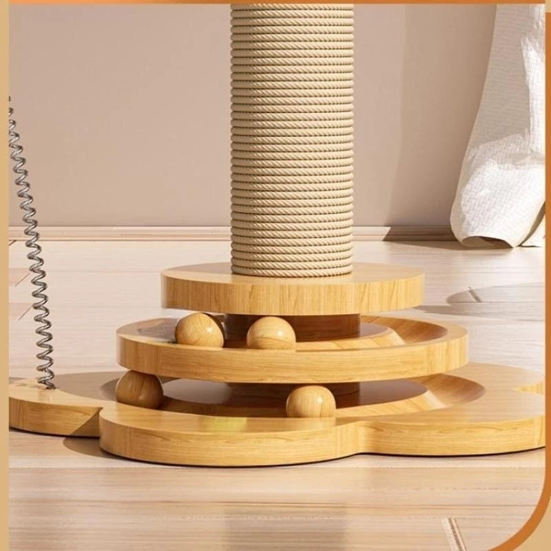 Wooden Cat Scratching Post with Sisal Board and Interactive Play Balls – Best Cat Scratcher for Engaging and Entertaining Your Feline Friend 2