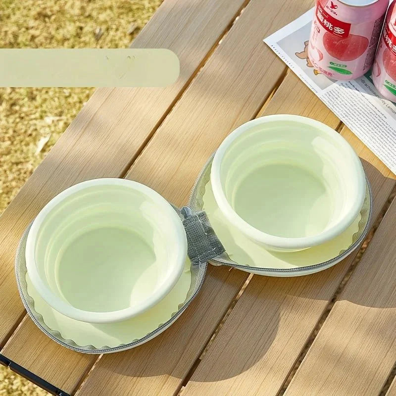 Foldable 2-in-1 Silicone Dog Bowl for Travel – Compact and Portable Pet Accessory
