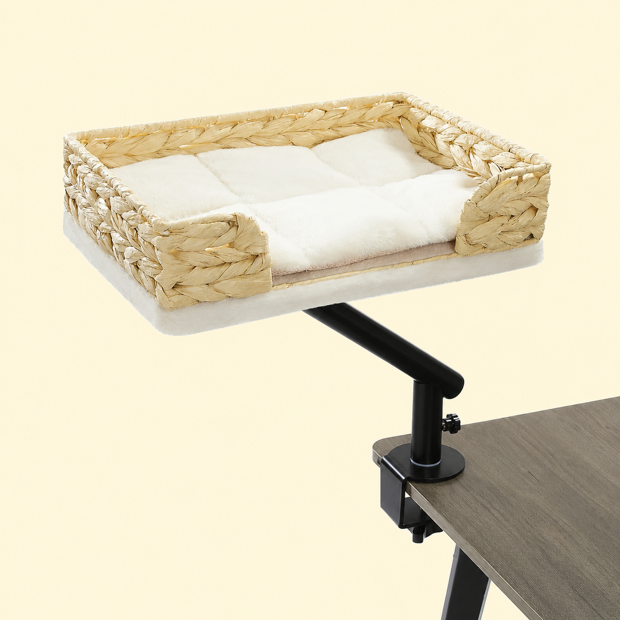 360° Rotating Cat Hammock with Adjustable Hanging Basket – Desk-Mounted Pet Bed
