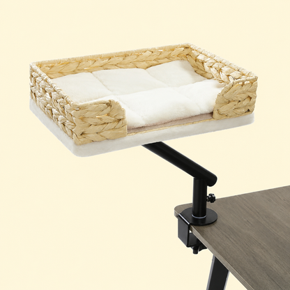 360° Rotating Cat Hammock with Adjustable Hanging Basket – Desk-Mounted Pet Bed