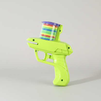 2-in-1 Launcher Toy for Pets and Kids featuring soft bullets and discs, lightweight ergonomic design for interactive play and fun activities. 1