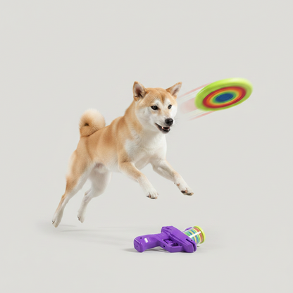 2-in-1 Launcher Toy for Pets and Kids featuring soft bullets and discs, lightweight ergonomic design for interactive play and fun activities. 5