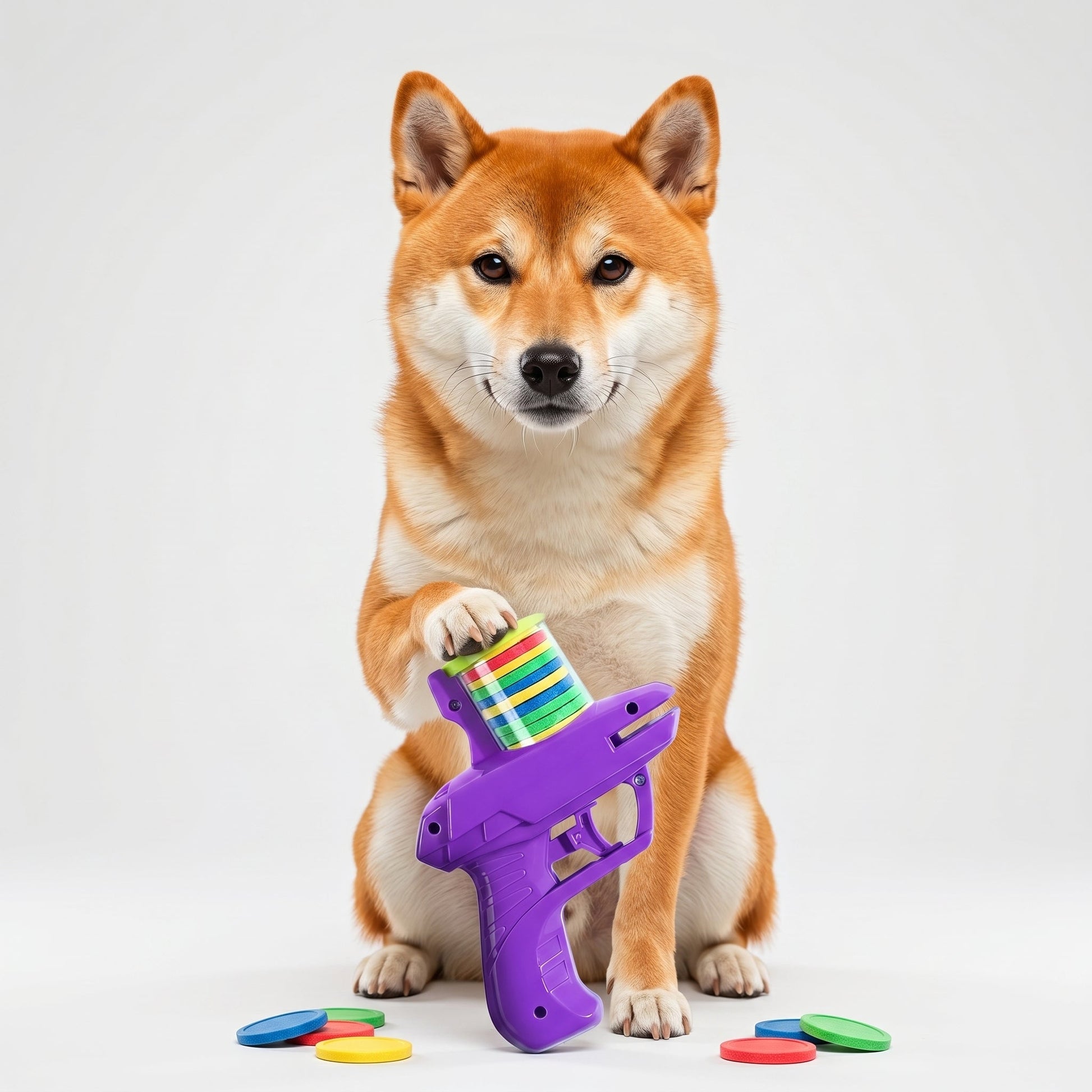 2-in-1 Launcher Toy for Pets and Kids featuring soft bullets and discs, lightweight ergonomic design for interactive play and fun activities. 6